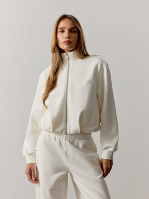 FUNNEL NECK BALLOON HEM ZIP THROUGH - OFF WHITE