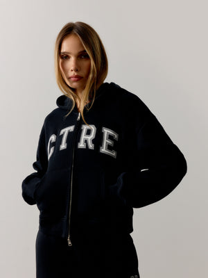 CTRE APPLIQUE ZIP THROUGH HOODIE - BLACK
