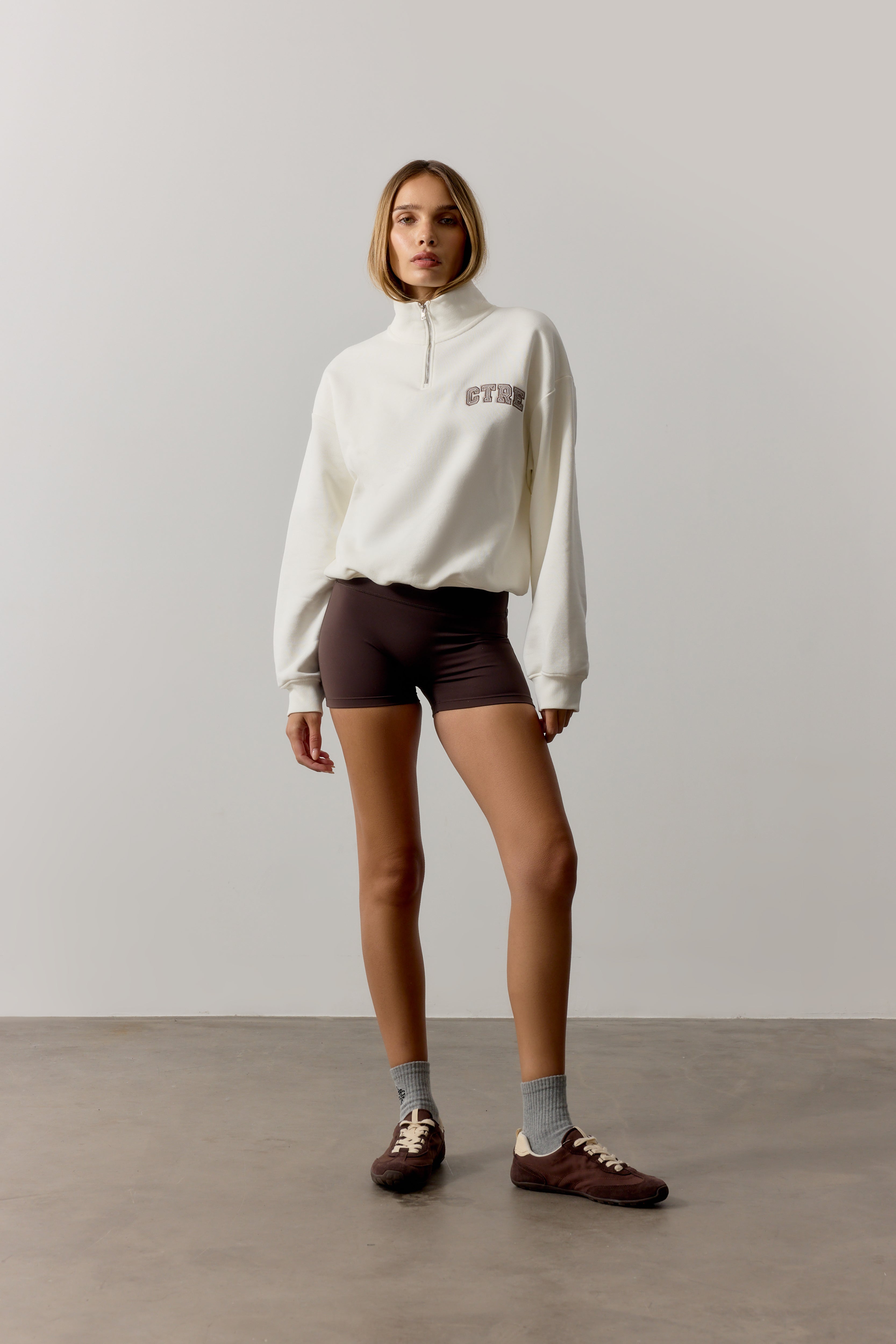 CTRE QUARTER ZIP FUNNEL NECK - OFF WHITE