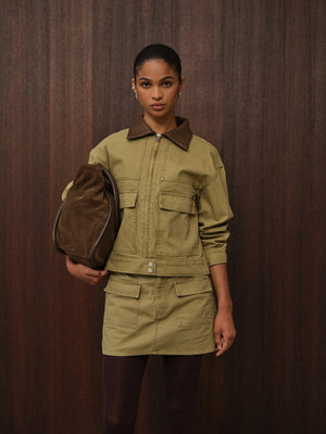 WASHED MINI SKORT - KHAKI