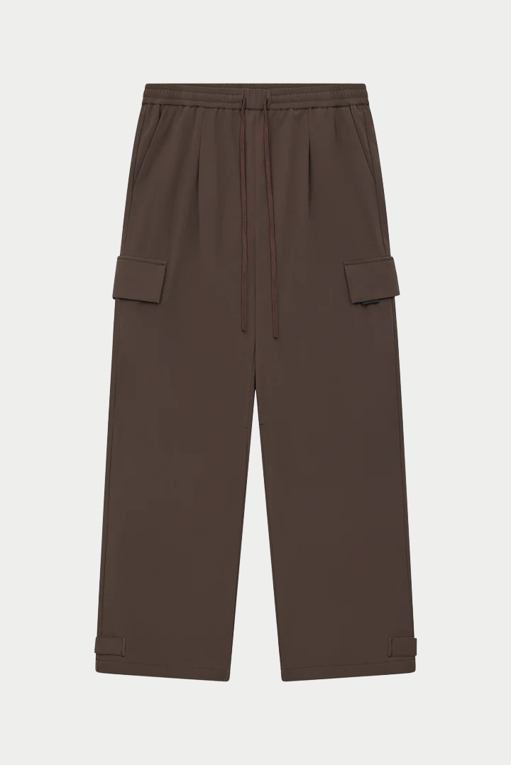 TECHNICAL WIDE LEG TROUSERS - BROWN