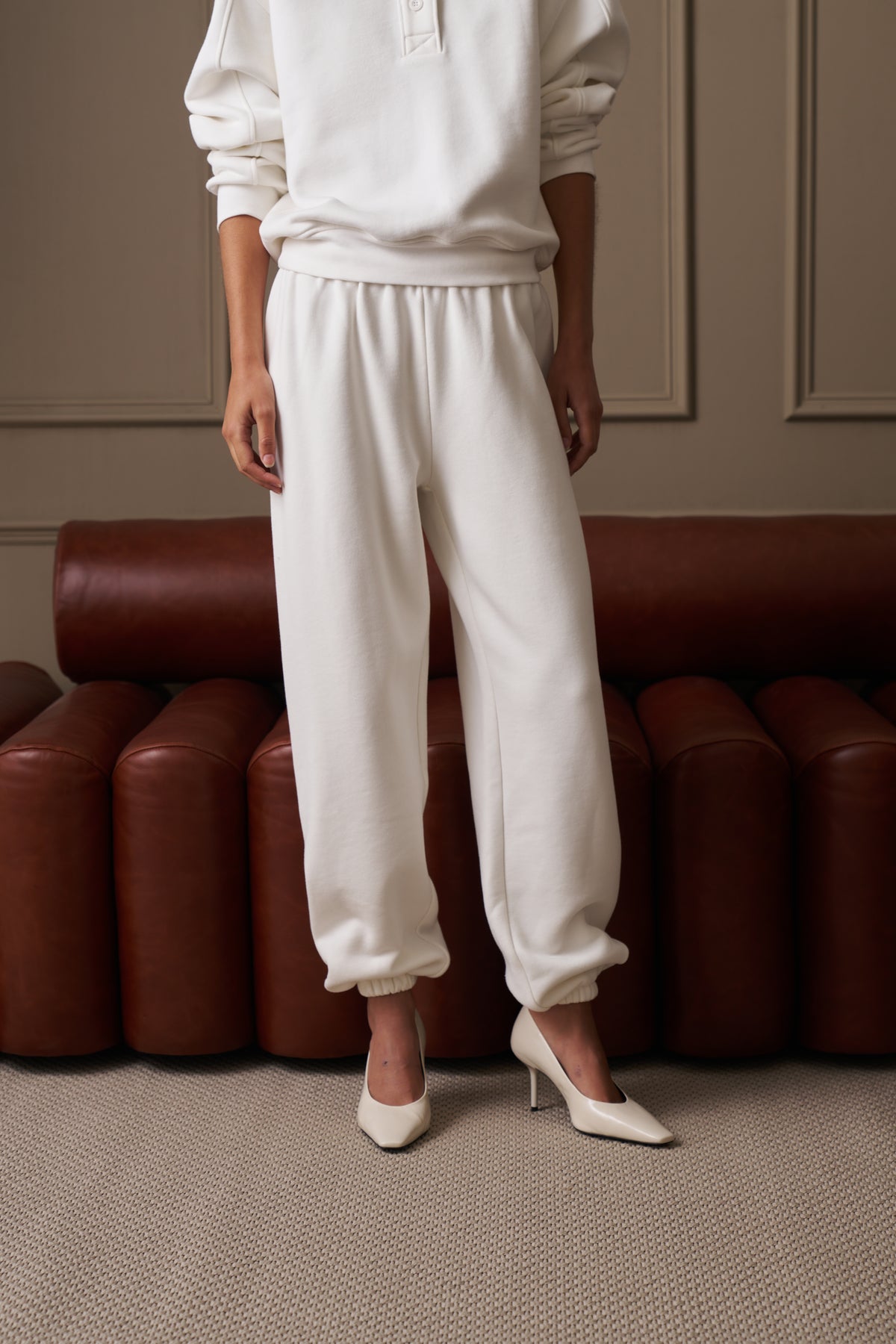 RELAXED CUFFED JOGGERS - OFF WHITE