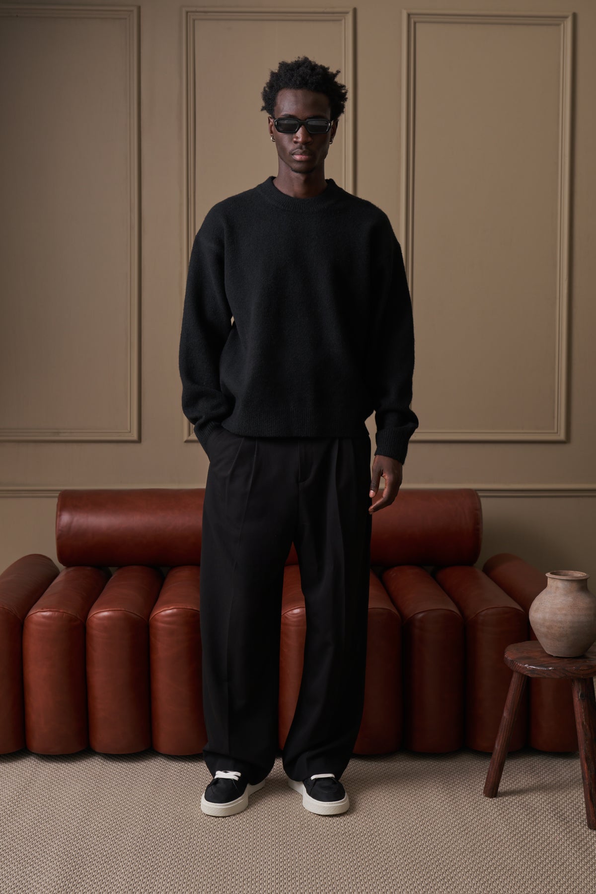 COPYRIGHT BRUSHED KNIT JUMPER - BLACK