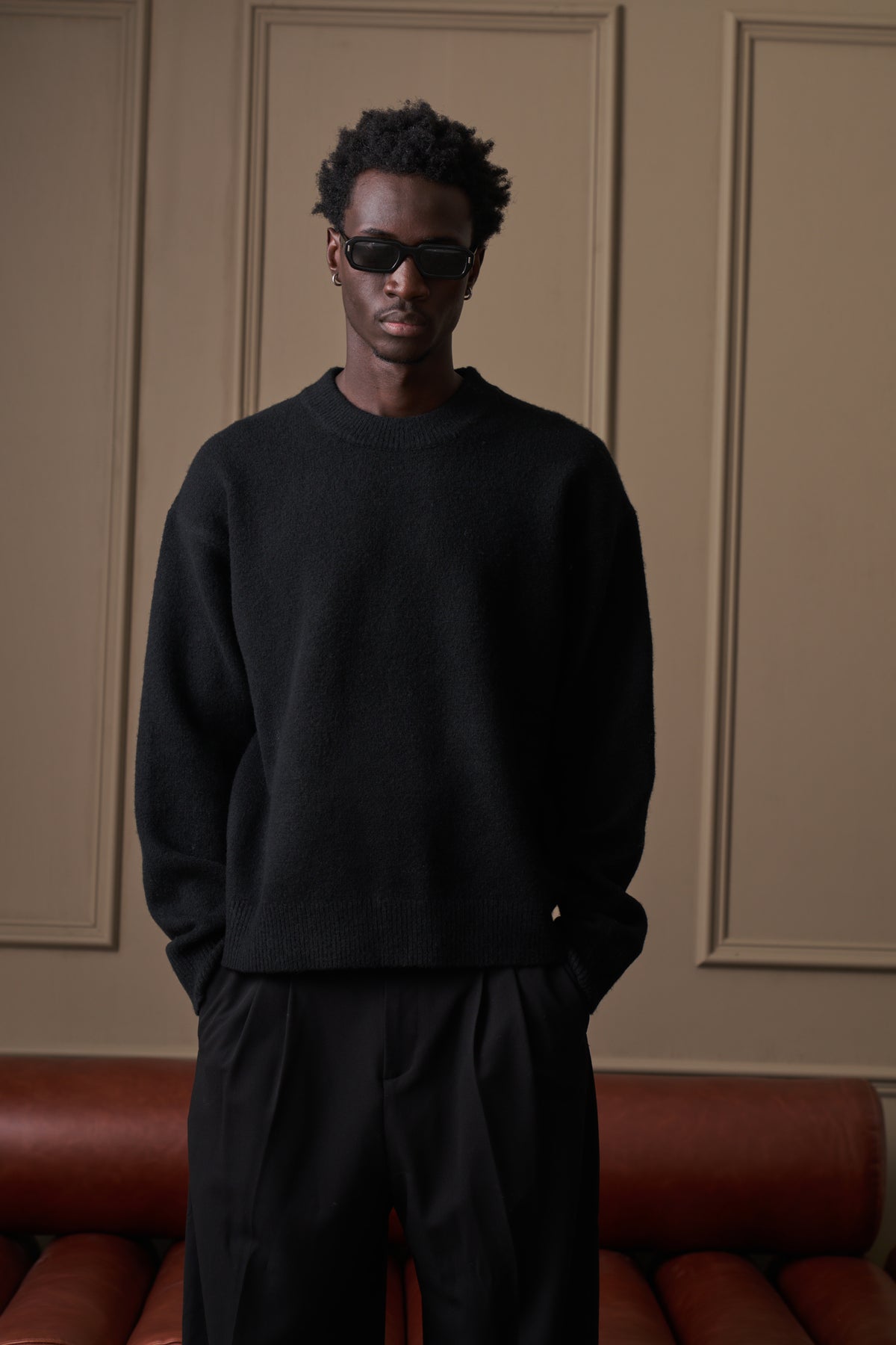 COPYRIGHT BRUSHED KNIT JUMPER - BLACK
