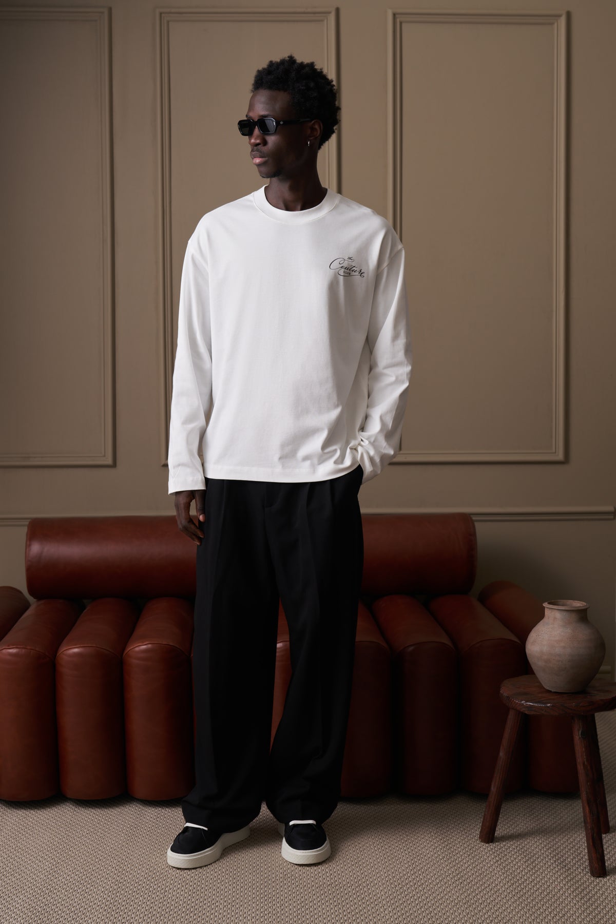 PRIVATE MEMBERS SCRIPT LONG SLEEVE T-SHIRT - OFF WHITE
