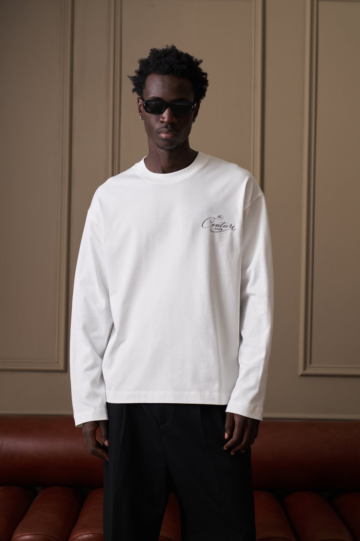 PRIVATE MEMBERS SCRIPT LONG SLEEVE T-SHIRT - OFF WHITE