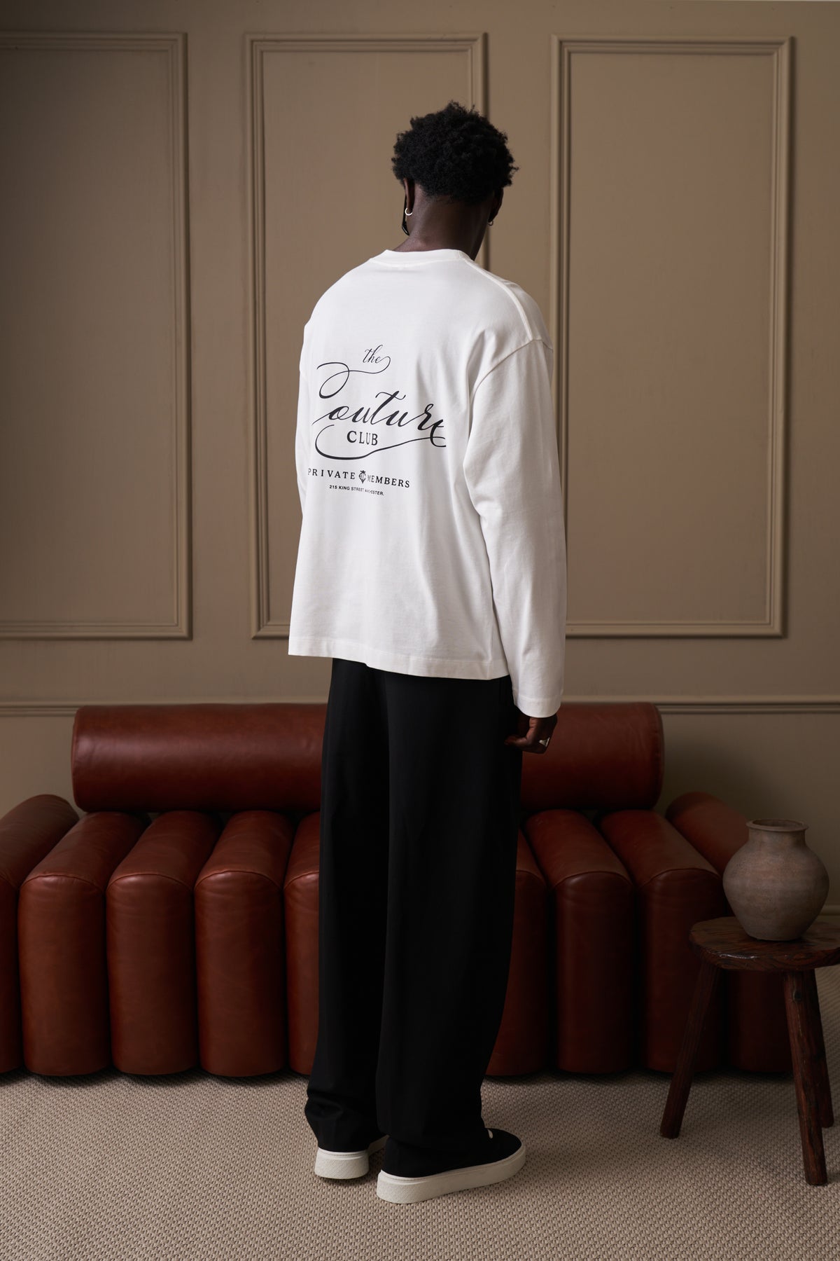 PRIVATE MEMBERS SCRIPT LONG SLEEVE T-SHIRT - OFF WHITE