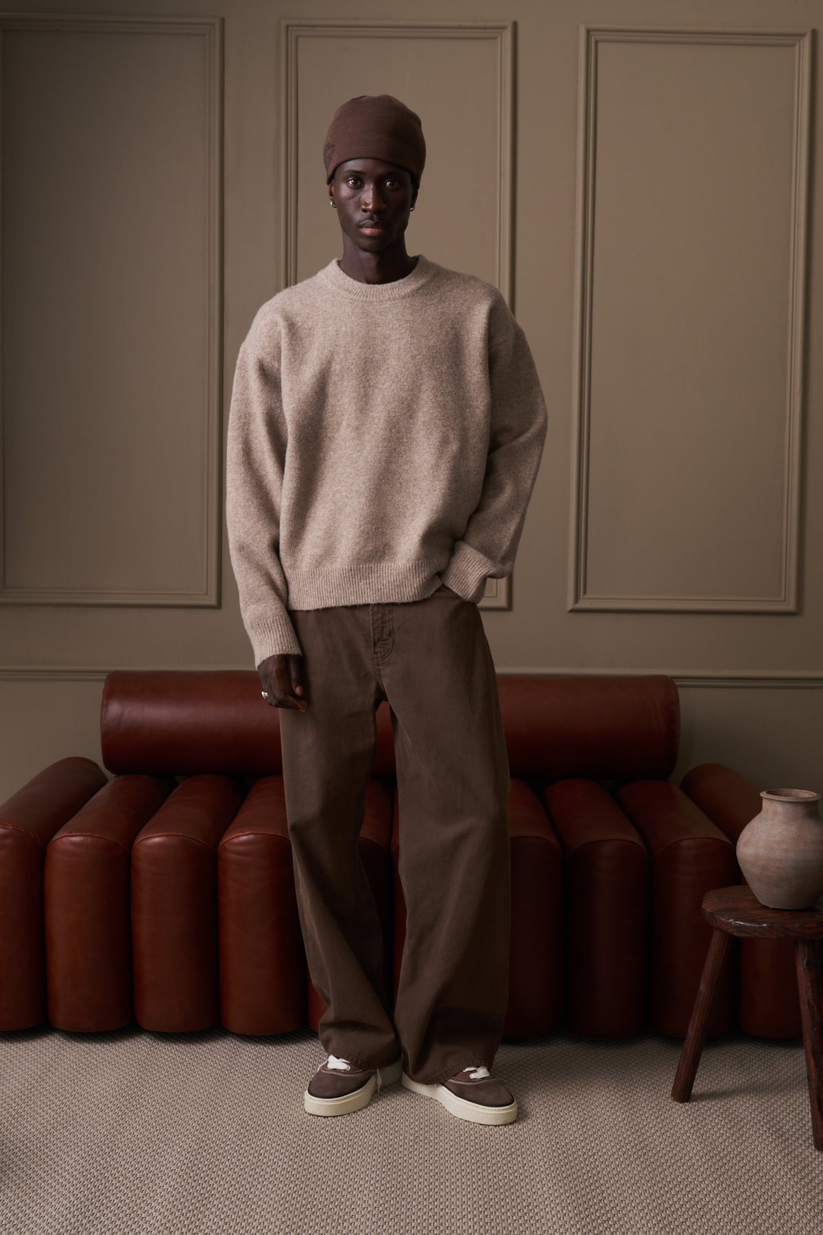 COPYRIGHT BRUSHED KNIT JUMPER - BEIGE