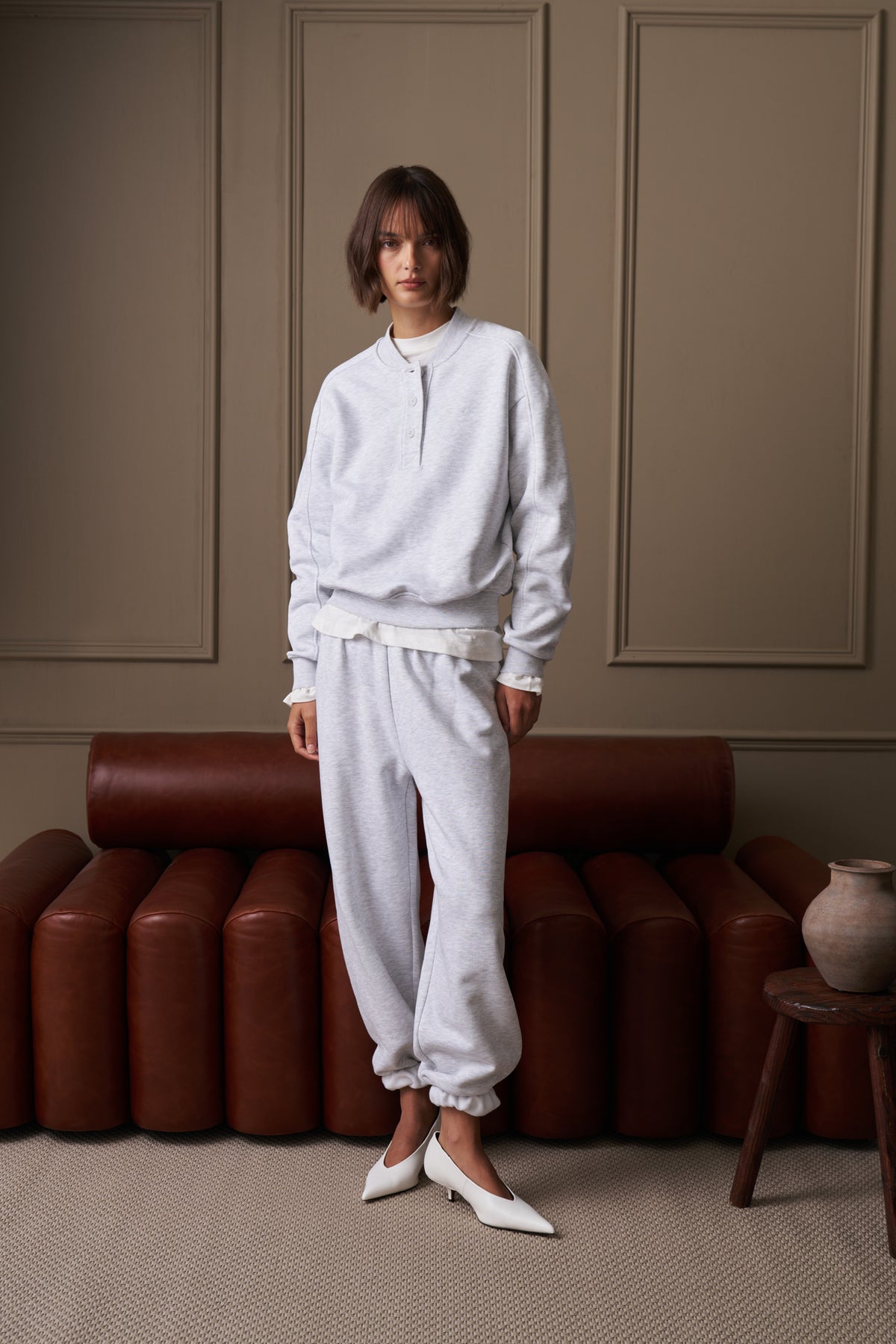 RELAXED CUFFED JOGGERS - GREY MARL