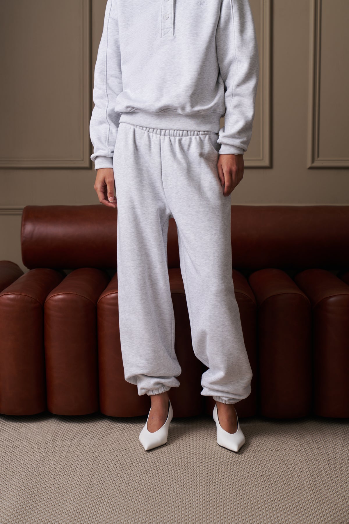 RELAXED CUFFED JOGGERS - GREY MARL