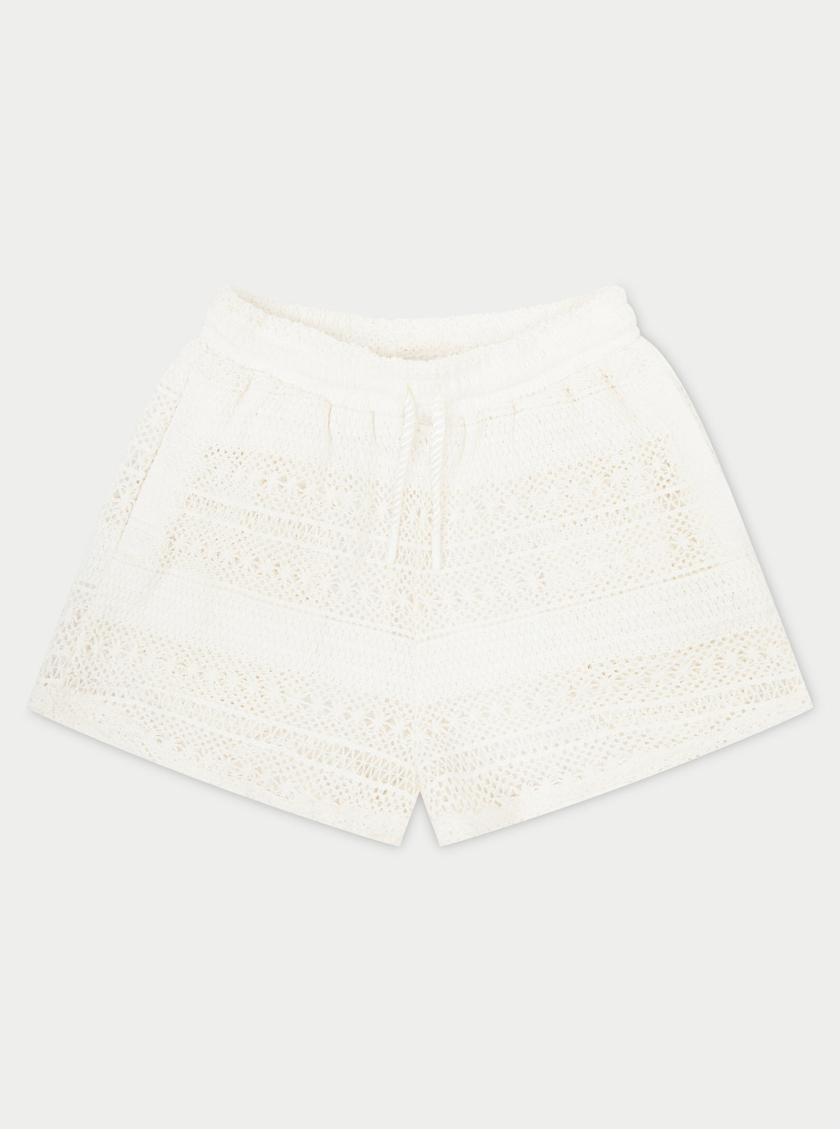 TEXTURED CROCHET SHORTS - OFF WHITE