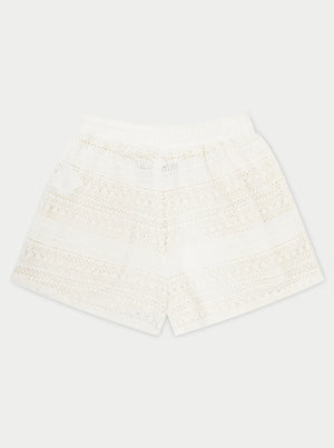 TEXTURED CROCHET SHORTS - OFF WHITE