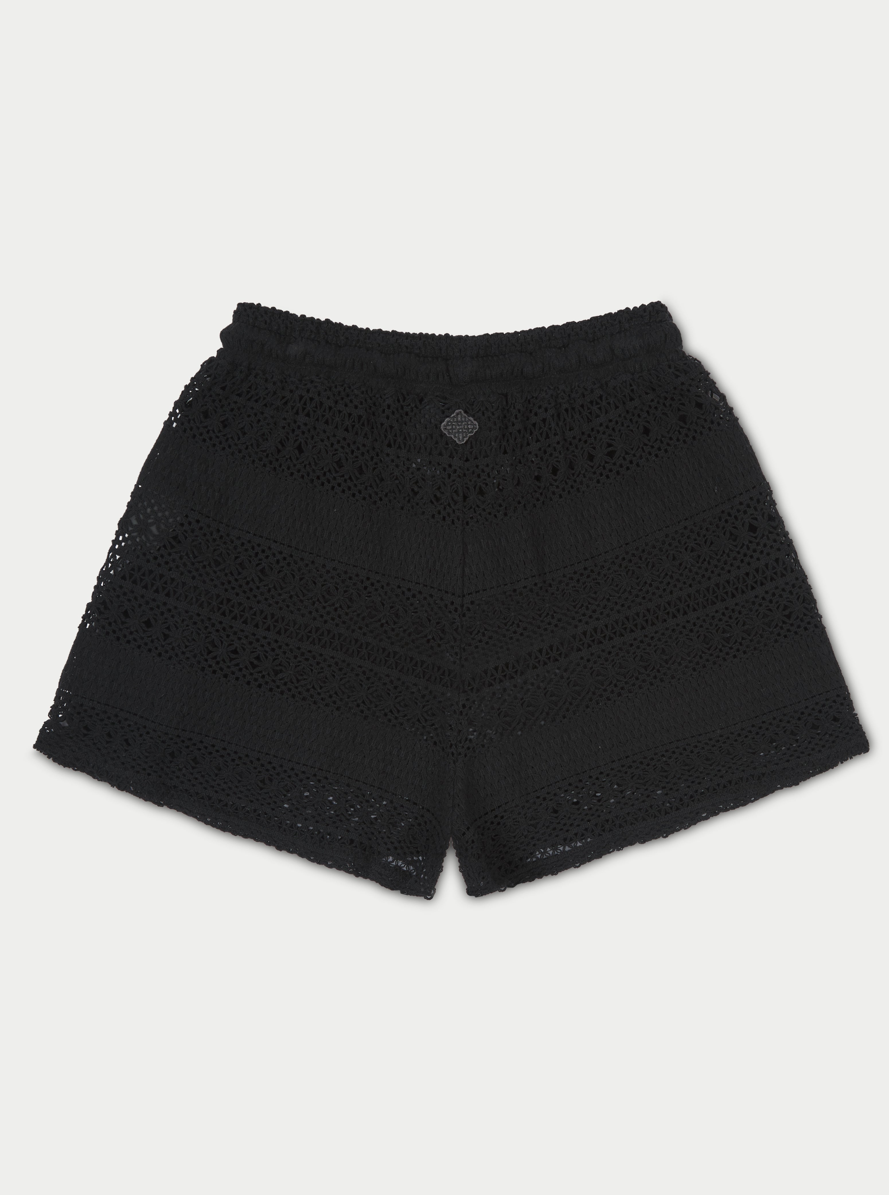 TEXTURED CROCHET SHORTS - BLACK | The Couture Club