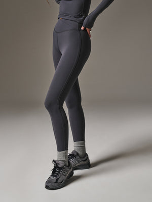 SCULPTING STRETCH CROSSOVER LEGGINGS - MIDNIGHT GREY