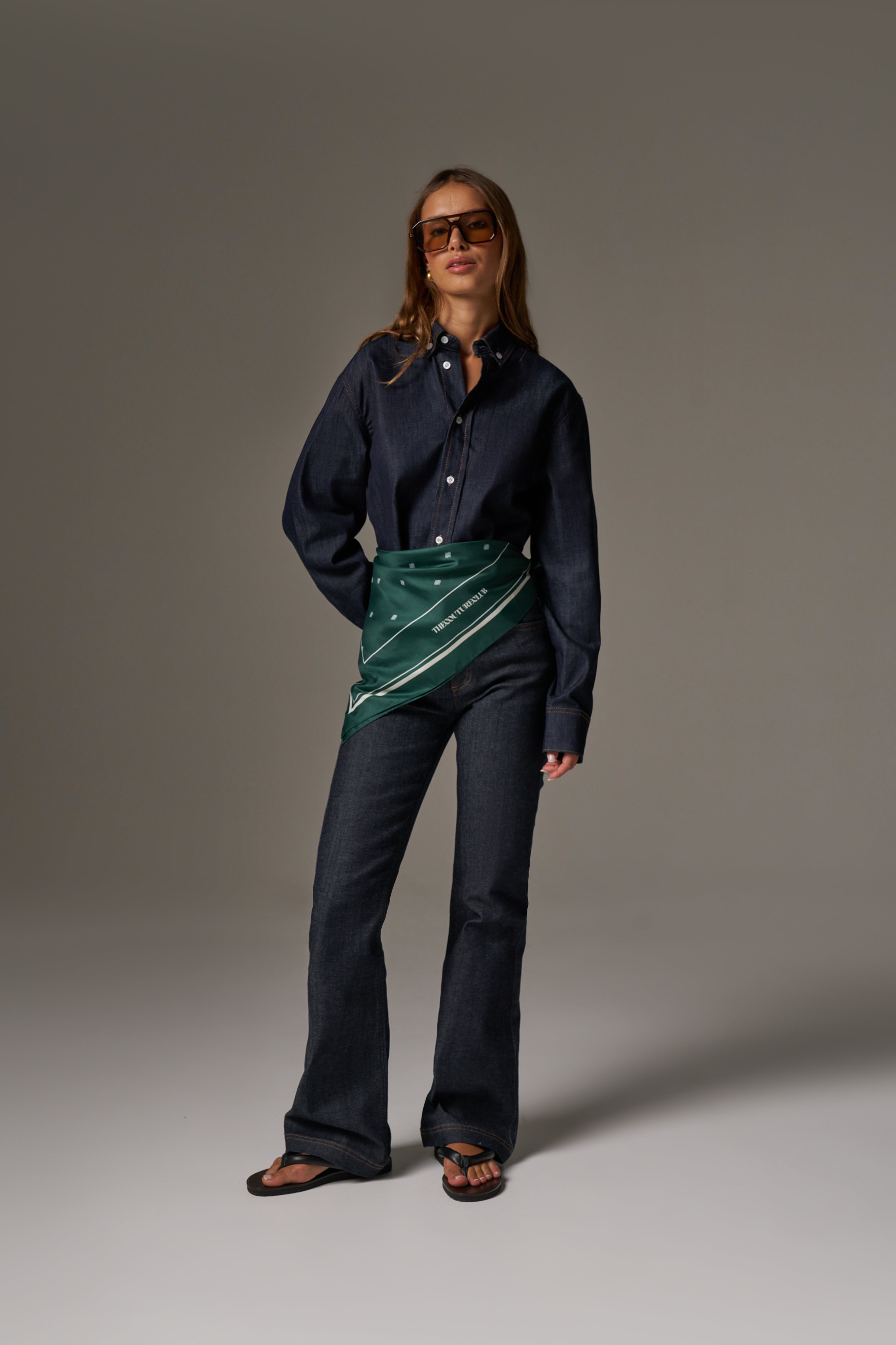 RELAXED LONG SLEEVE DENIM SHIRT - DARK INDIGO