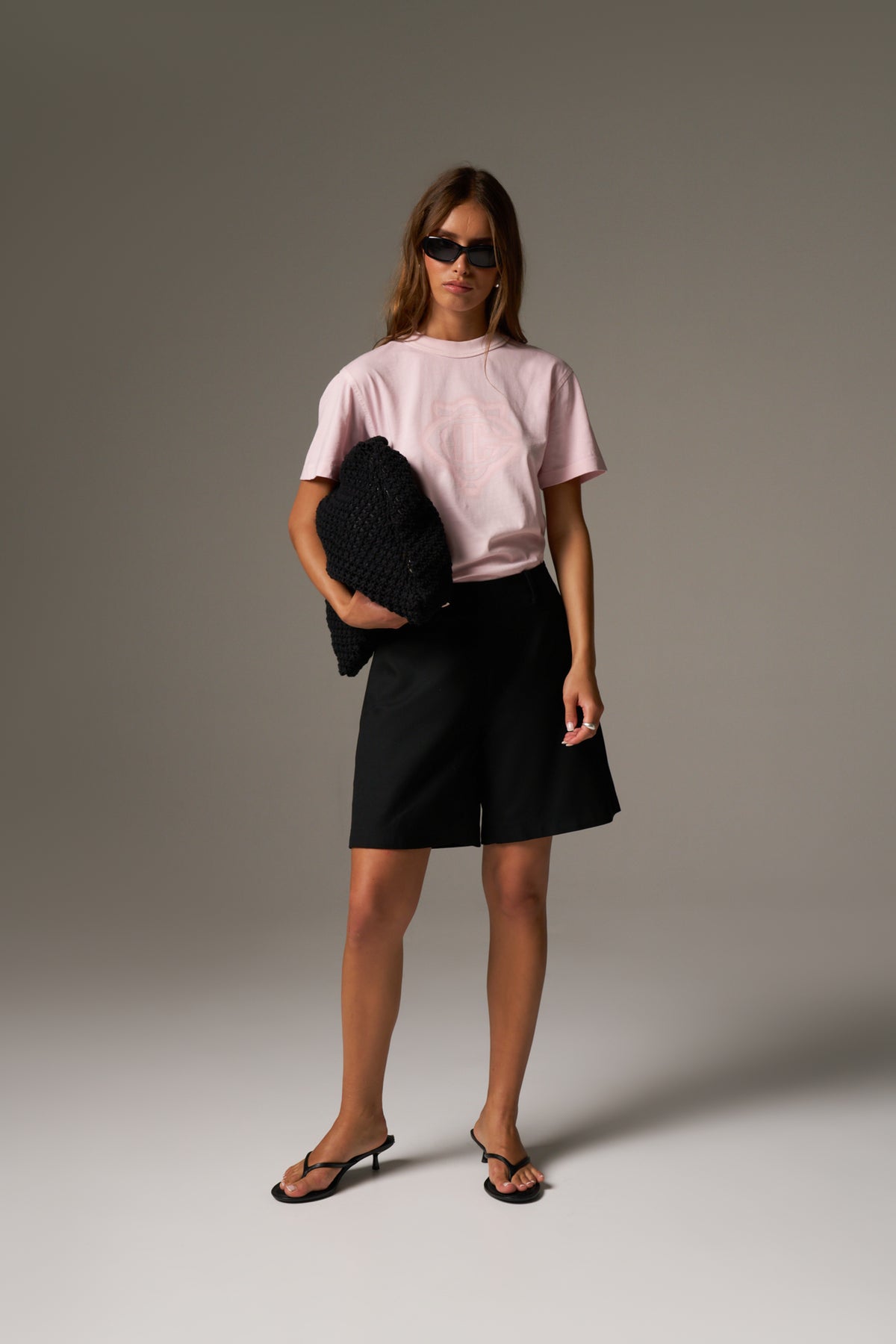 SHADOW PRINT EMBLEM T-SHIRT - WASHED PINK