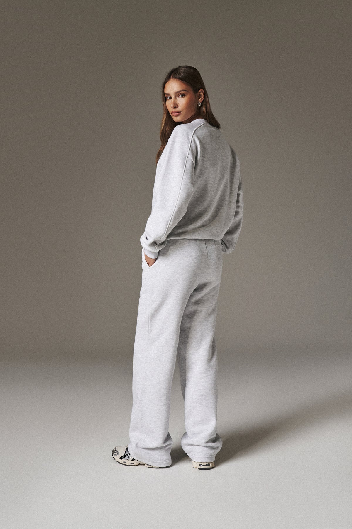 EMBOSSED STRAIGHT LEG JOGGERS - GREY MARL