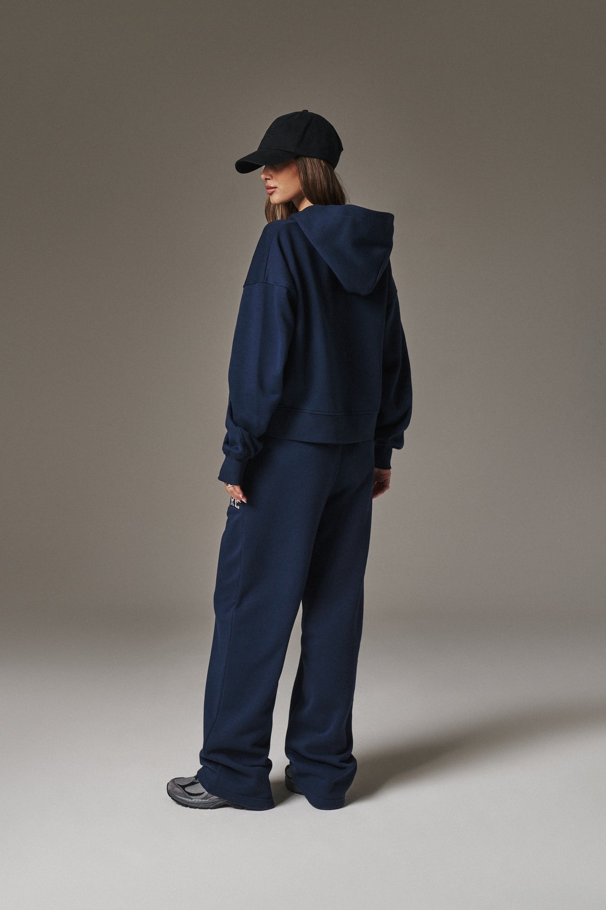 CTRE APPLIQUE ZIP THROUGH HOODIE - NAVY