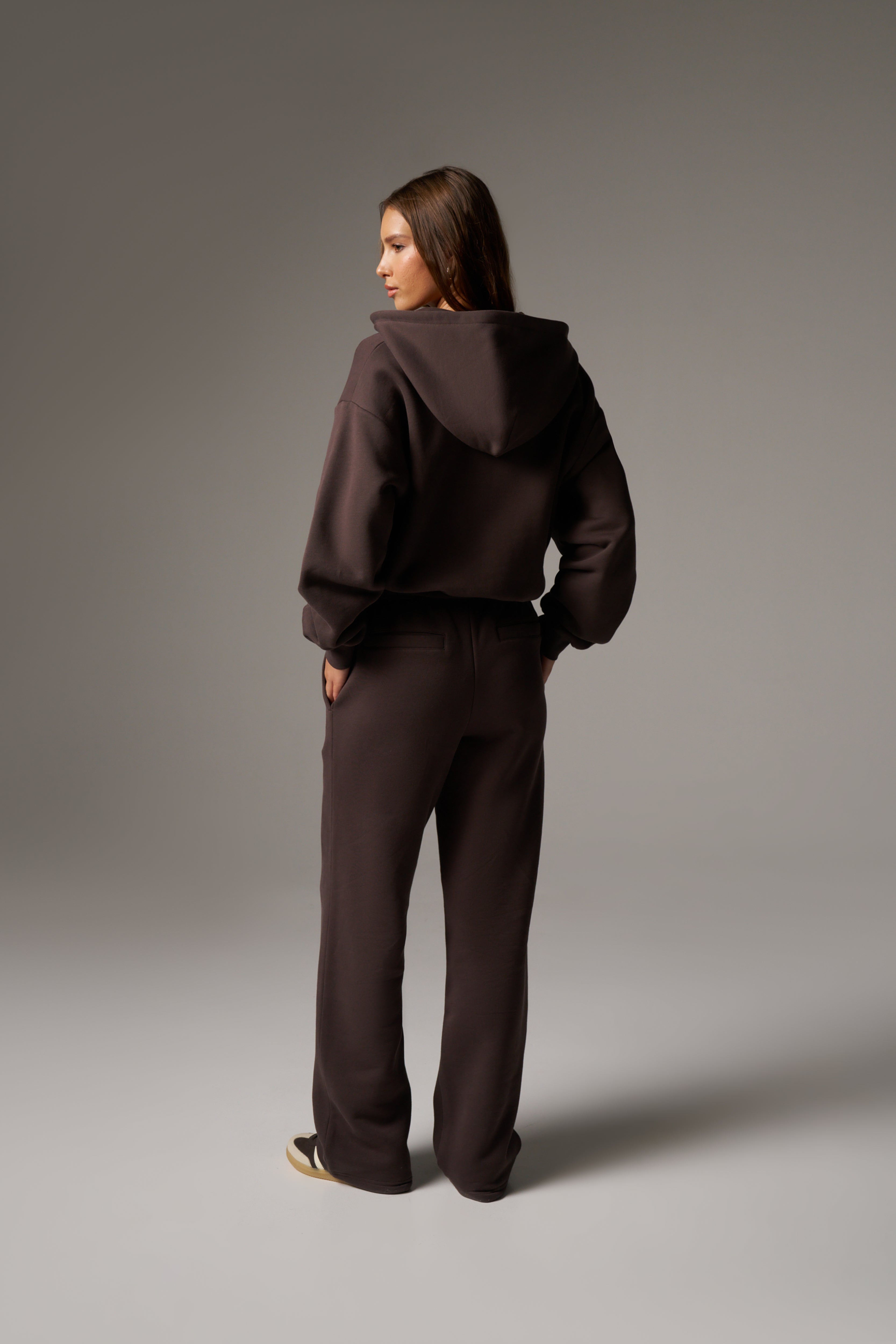 CTRE ZIP THROUGH RELAXED HOODIE - BROWN