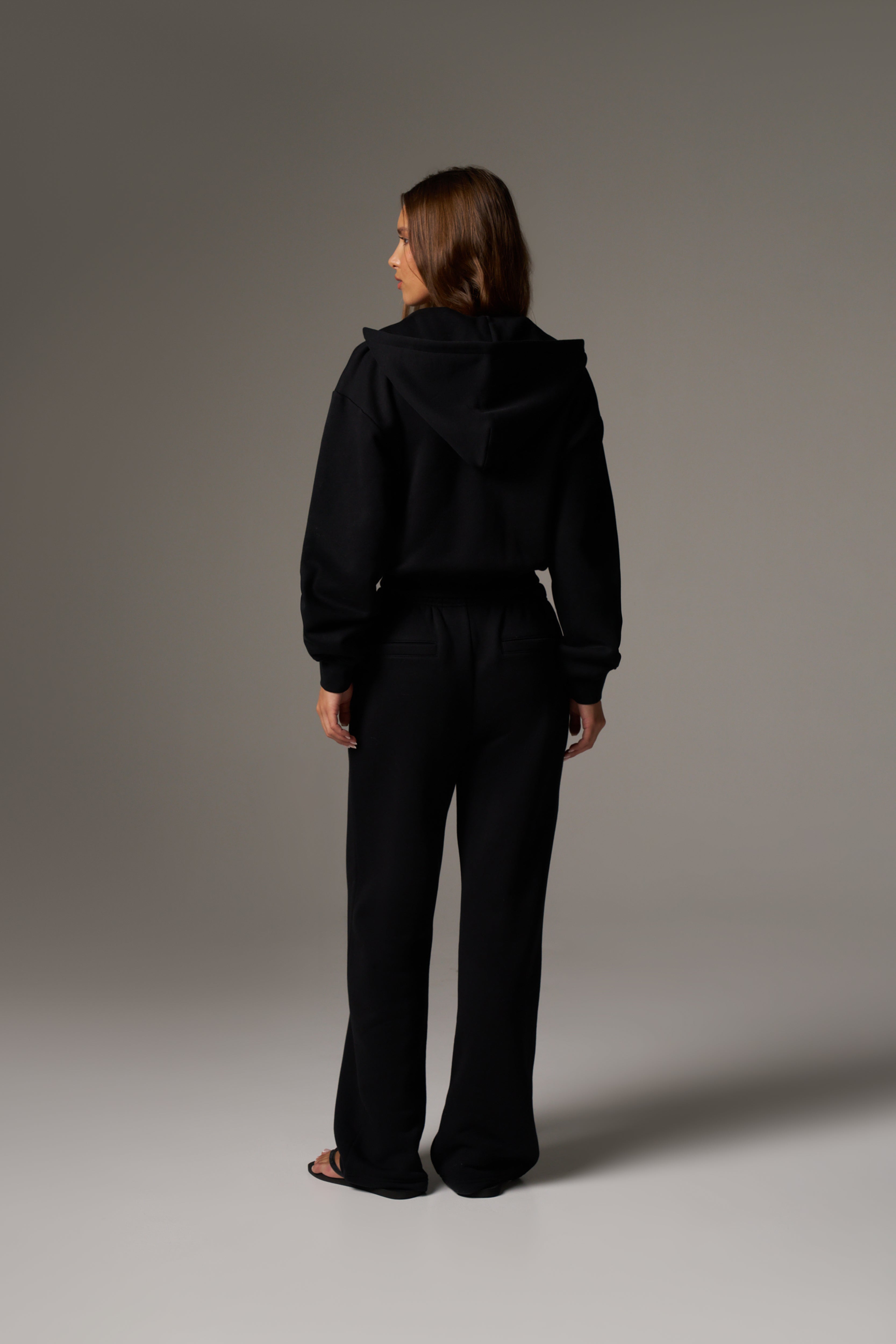CTRE ZIP THROUGH RELAXED HOODIE - BLACK