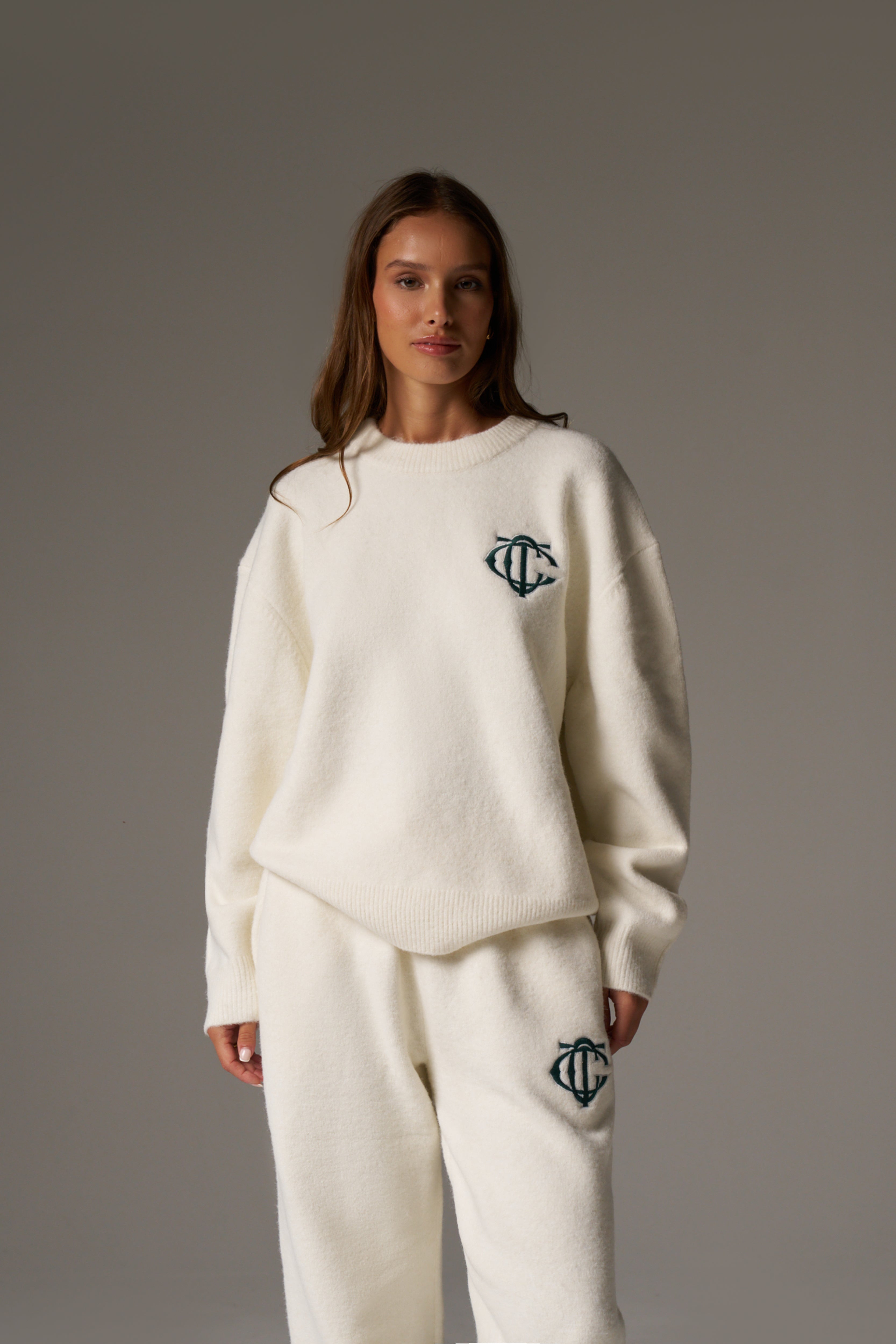 MONOGRAM KNITTED CREW - OFF WHITE