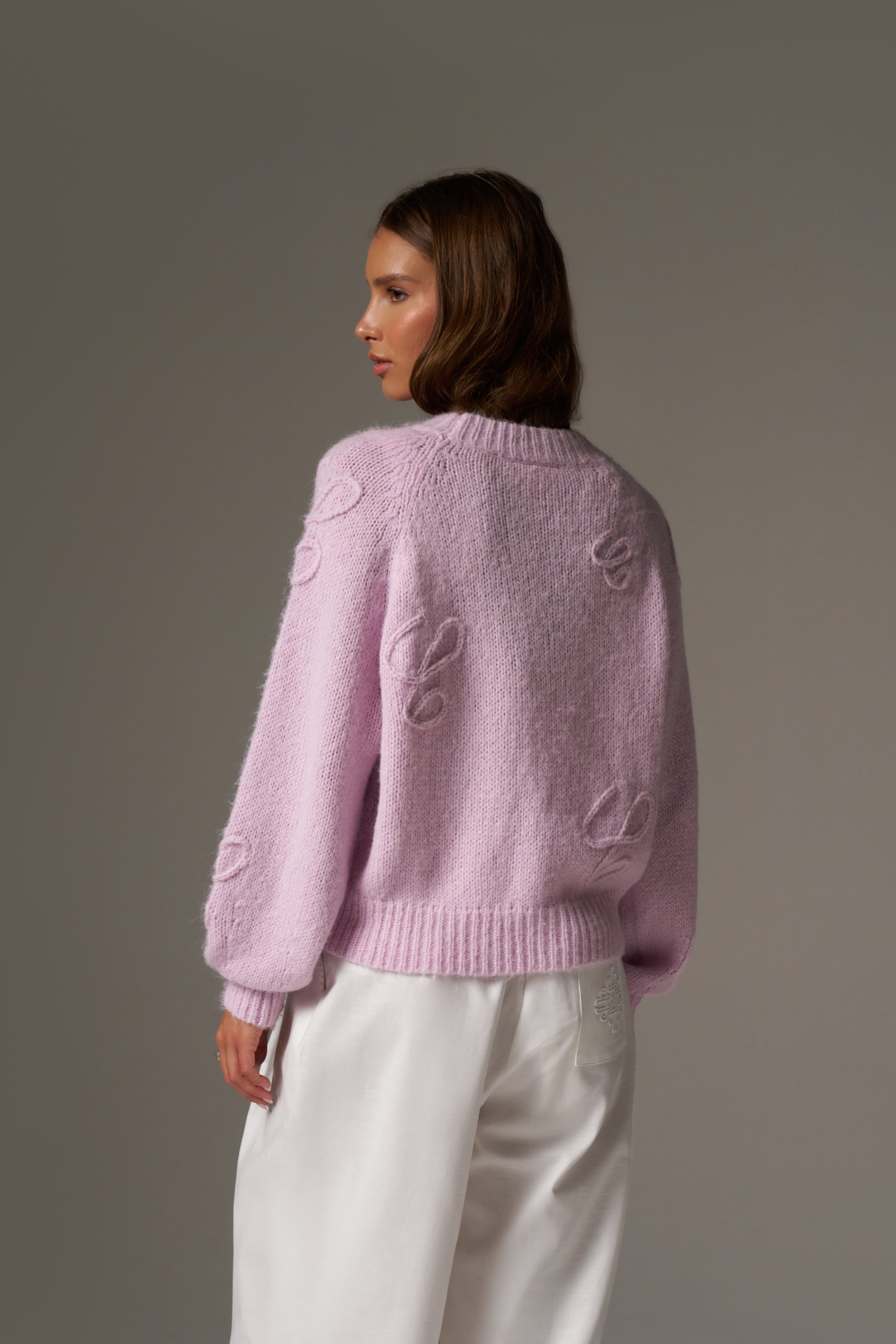 SCRIPT APPLIQUE OVERSIZED JUMPER - PINK