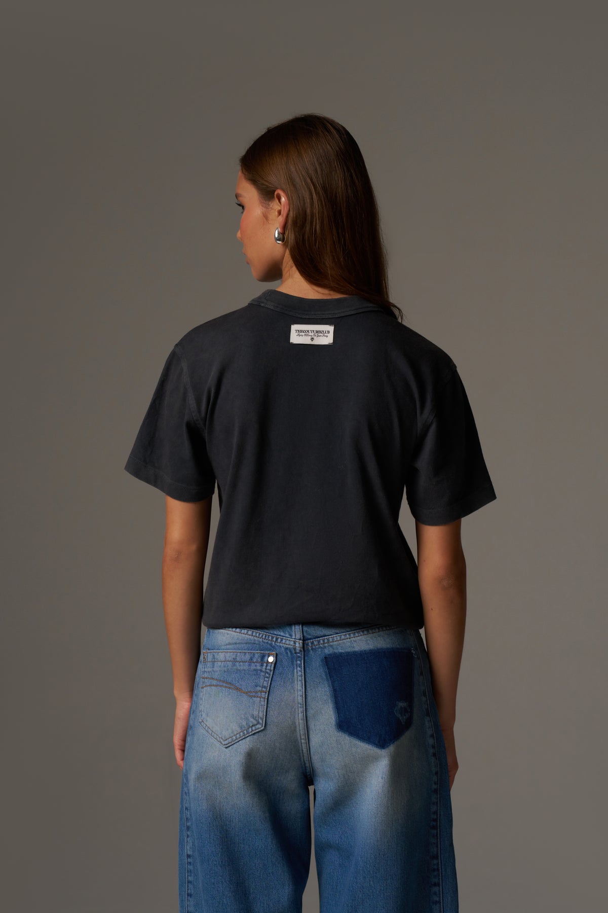 SHADOW PRINT EMBLEM T-SHIRT - WASHED BLACK