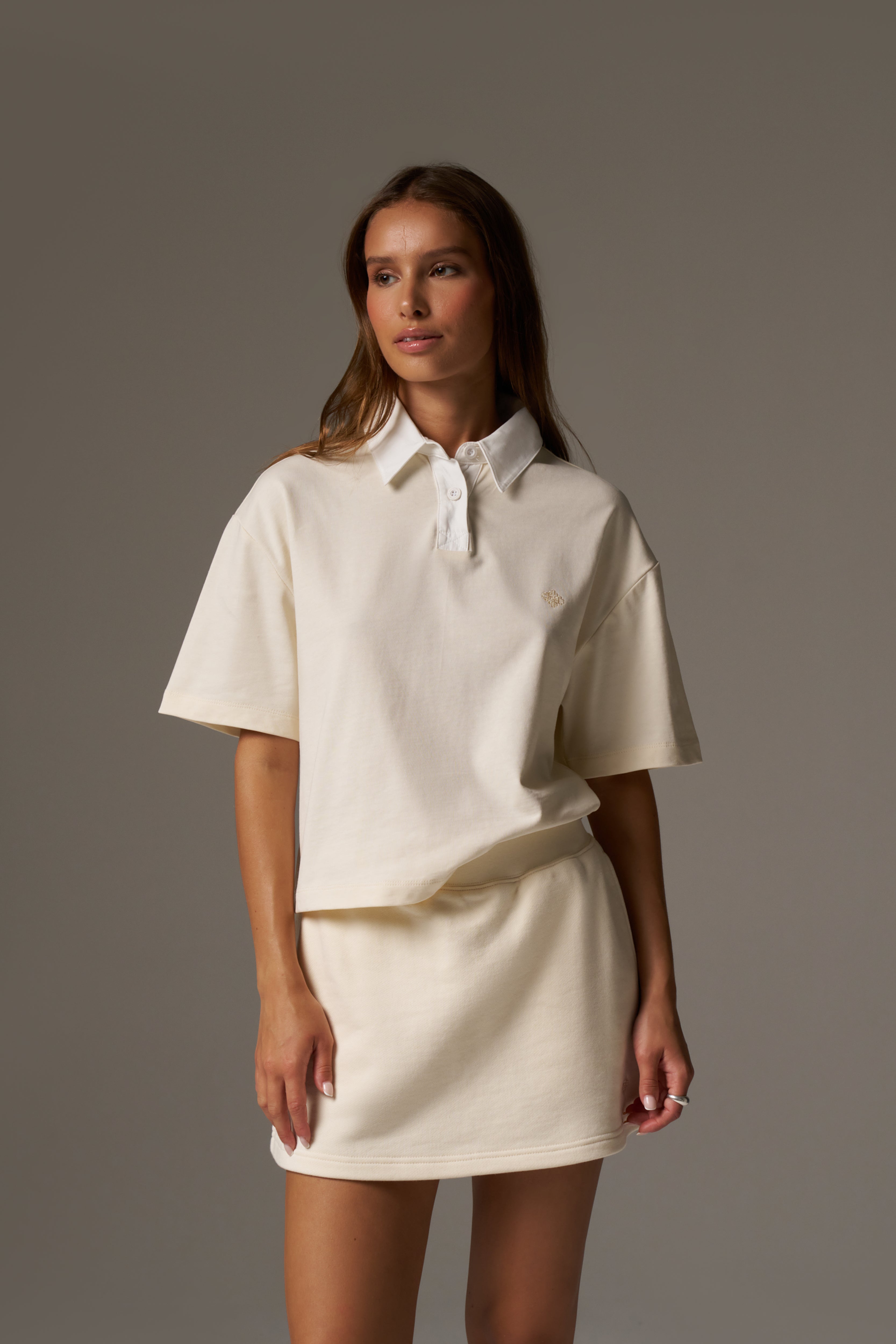 EMBLEM POLO TEE - BUTTERMILK