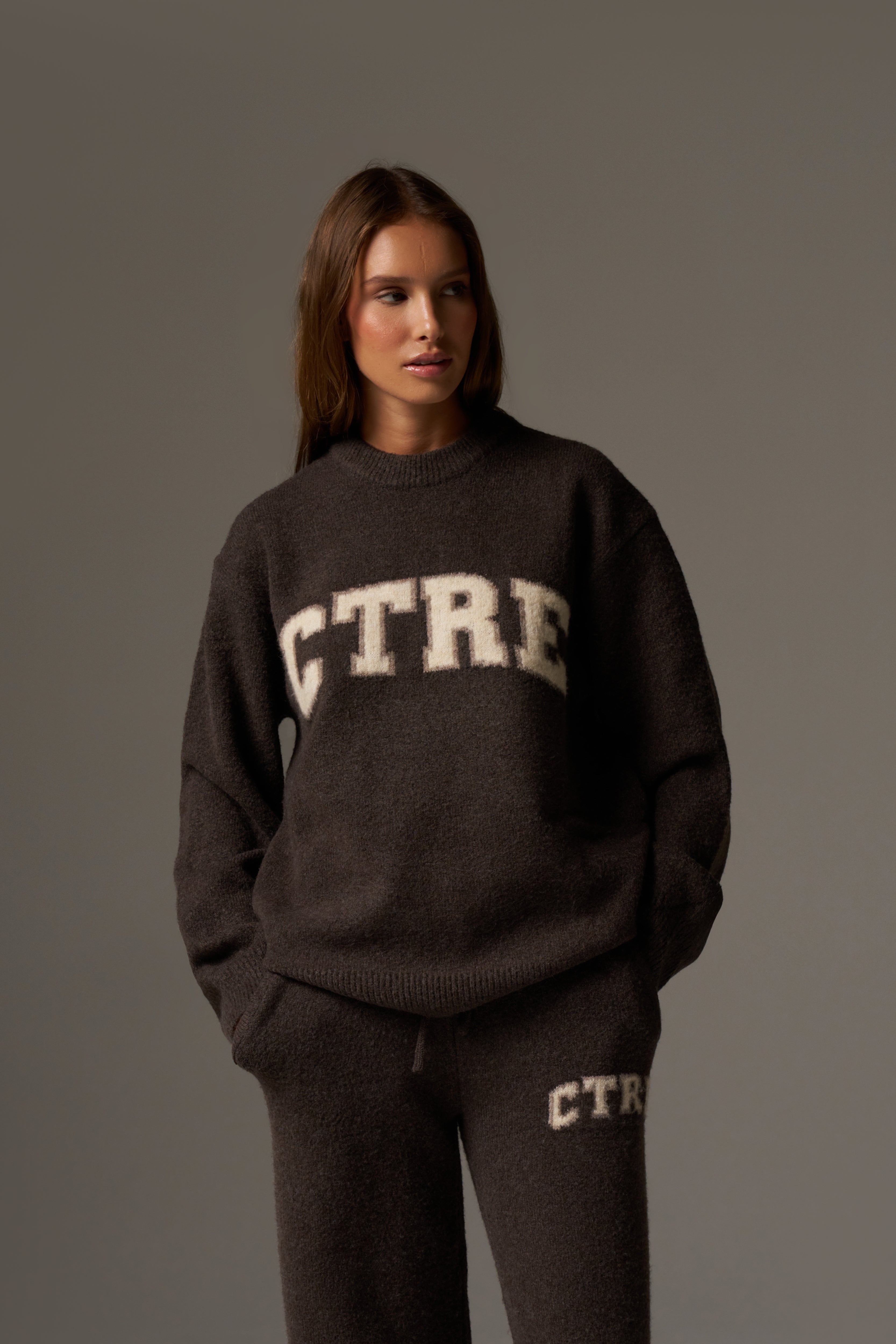 CTRE KNITTED SWEATSHIRT - BROWN