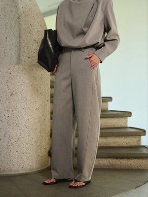 PANELLED BARREL LEG TROUSERS - GREY