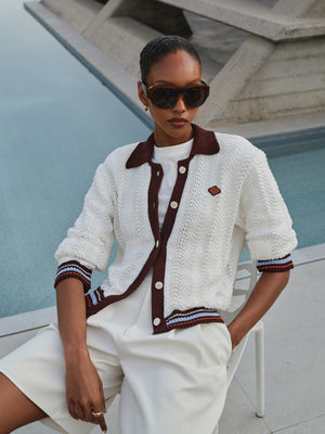 LONG SLEEVE CROCHET SHIRT - CHOCOLATE