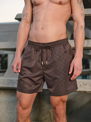 EMBLEM WATER REACTIVE SWIM SHORTS - BROWN