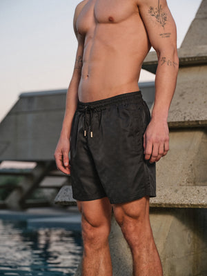 EMBLEM WATER REACTIVE SWIM SHORTS - BLACK