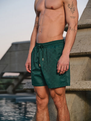 EMBLEM WATER REACTIVE SWIM SHORTS - FOREST GREEN