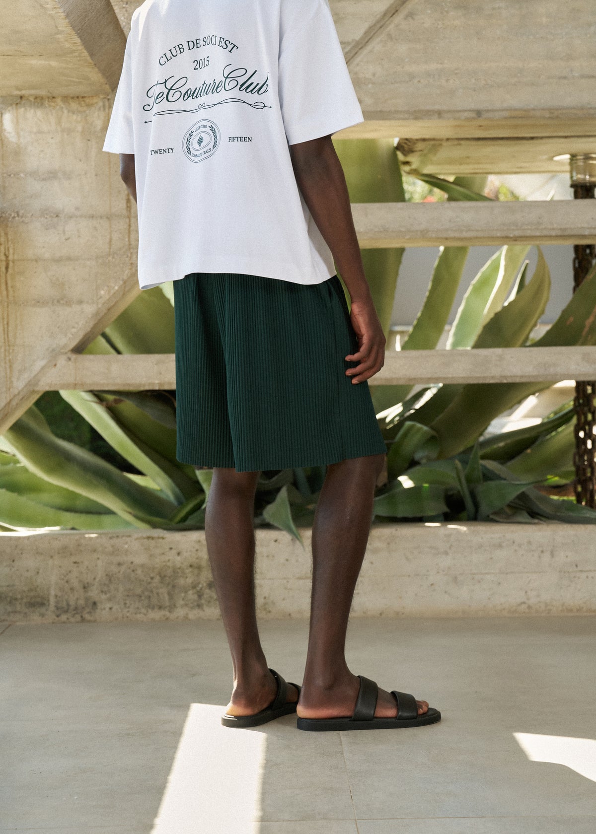 PLISSE SHORTS - FOREST GREEN