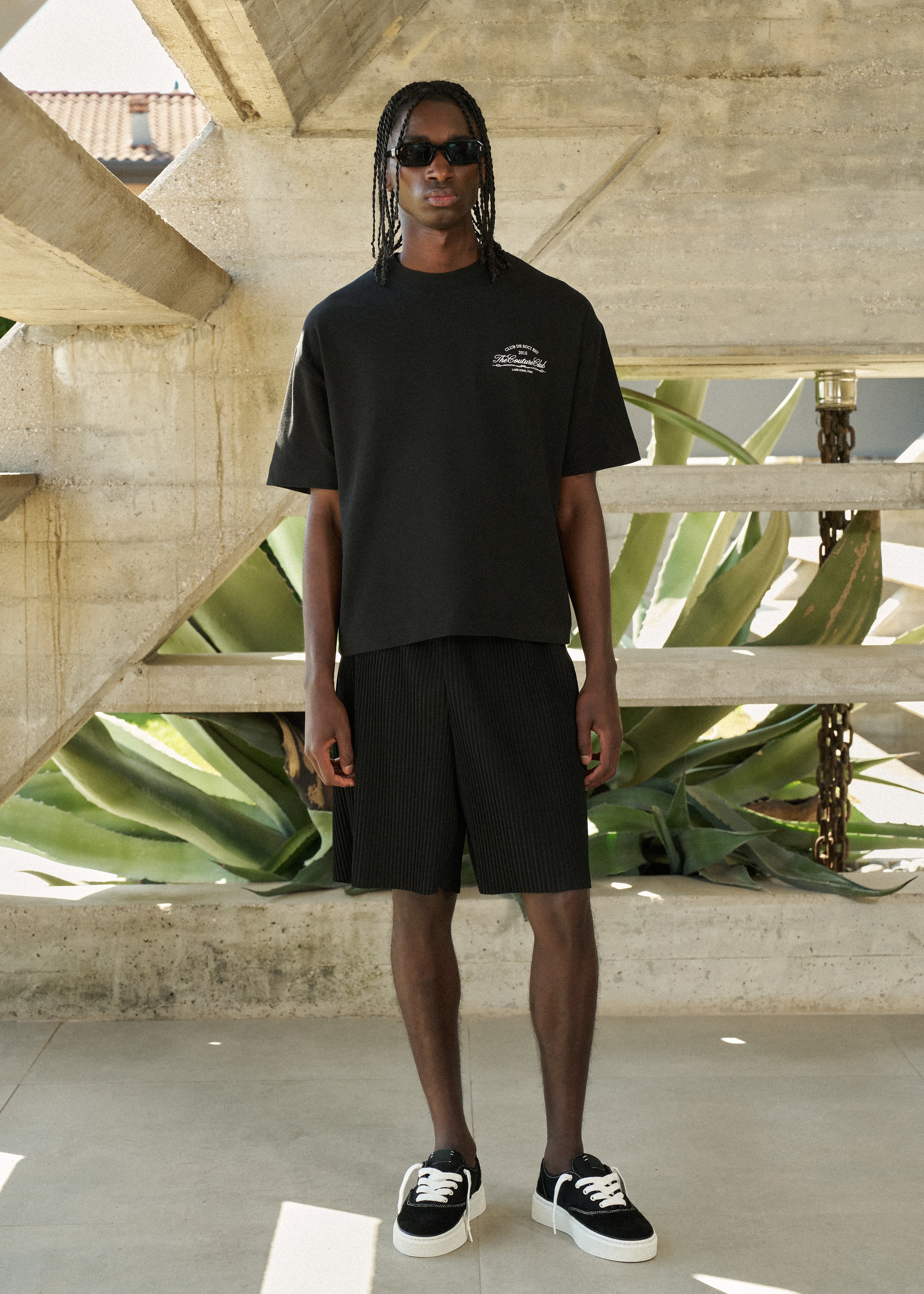 PLISSE SHORTS - BLACK