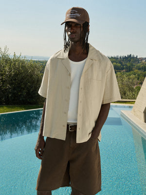 TEXTURED REVERE SHIRT - STONE