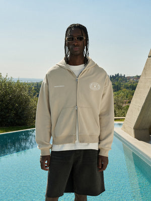 LAKE COMO OVAL GRAPHIC HOODIE - MUSHROOM