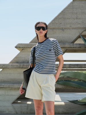 STRIPE POCKET SHORT SLEEVE T-SHIRT - NAVY
