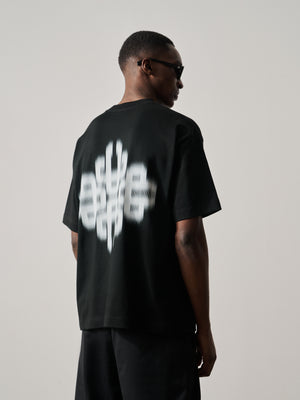 MOTION BLURRED EMBLEM T-SHIRT - BLACK