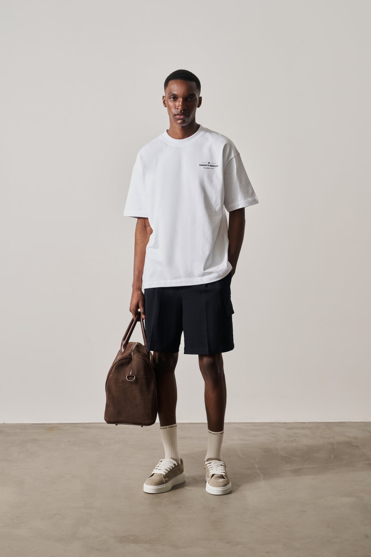 WIDE LEG SIDE POCKET SHORTS - NAVY