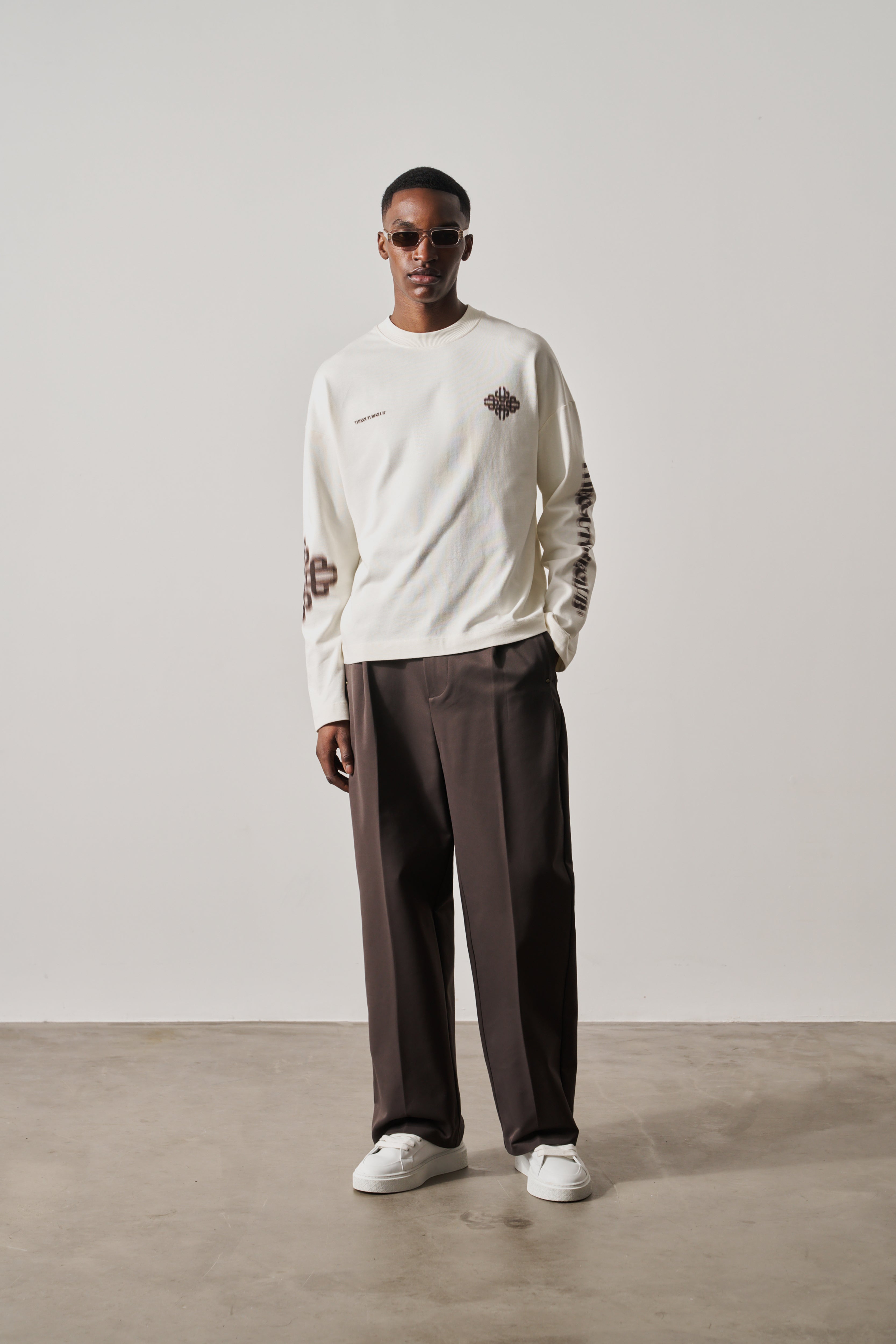 MOTION BLURRED LONG SLEEVE T-SHIRT - OFF WHITE