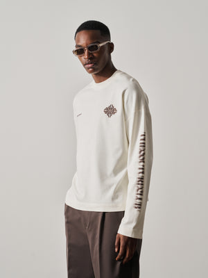 MOTION BLURRED LONG SLEEVE T-SHIRT - OFF WHITE