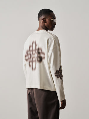 MOTION BLURRED LONG SLEEVE T-SHIRT - OFF WHITE