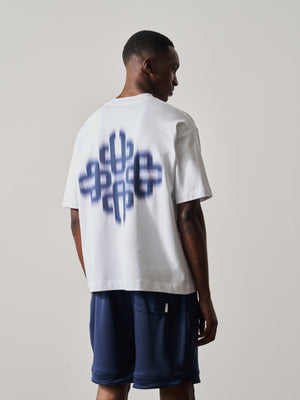 MOTION BLURRED EMBLEM T-SHIRT - NAVY