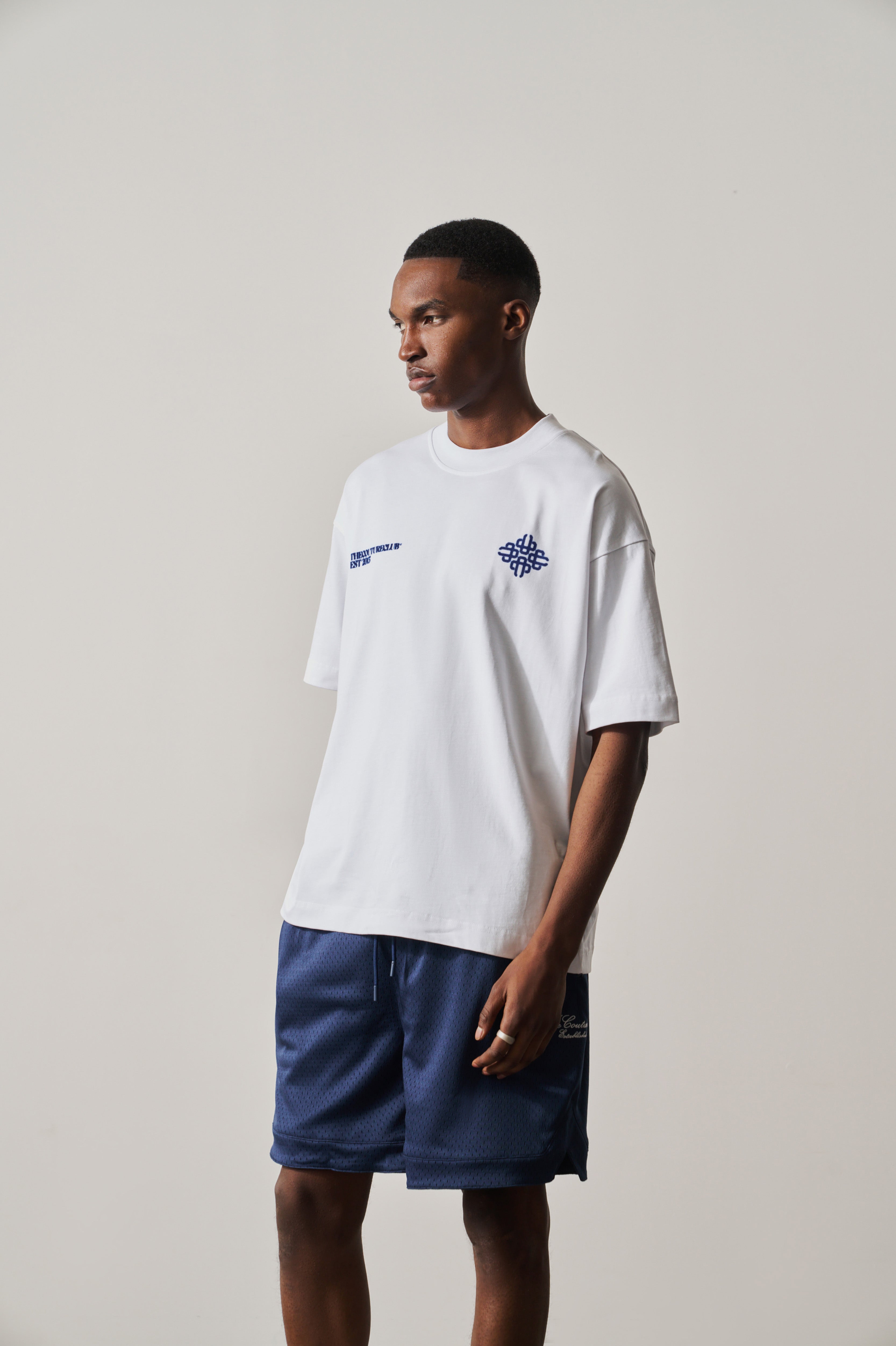 MOTION BLURRED EMBLEM T-SHIRT - NAVY