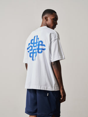 BLURRED GRAPHIC EMBLEM T-SHIRT - COBALT