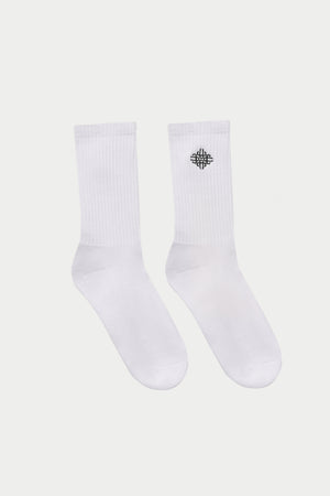 EMBROIDERED EMBLEM SPORTS SOCK - WHITE