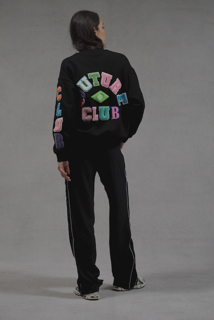 Translation missing: en.MULTIBADGED CHENILLE SWEATSHIRT - BLACK