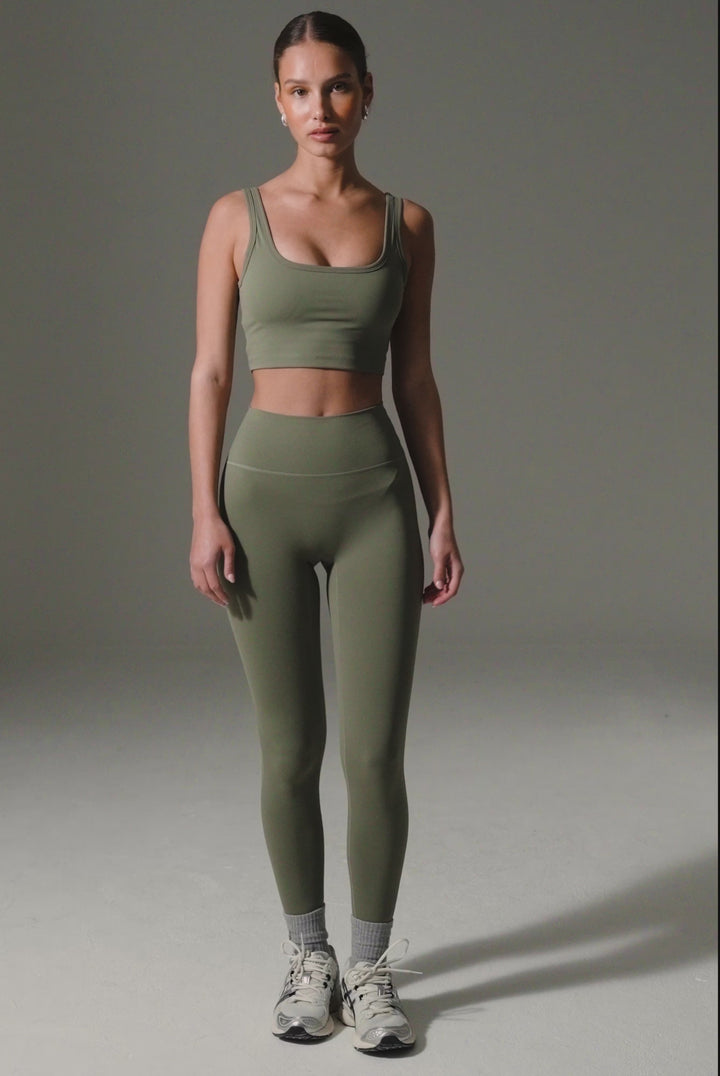 Translation missing: en.SCULPTING STRETCH EMBLEM SPORTS BRA - KHAKI